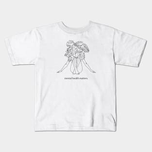 Mental Health Matters Flower Power Women Minimalist Design Kids T-Shirt